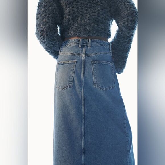 ZARA BLOGGERS FAV DENIM MIDI SKIRT - Picture 6 of 8